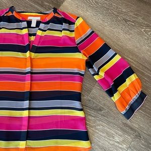 Banana Republic Size Small navy, pink, yellow, white gray professional blouse